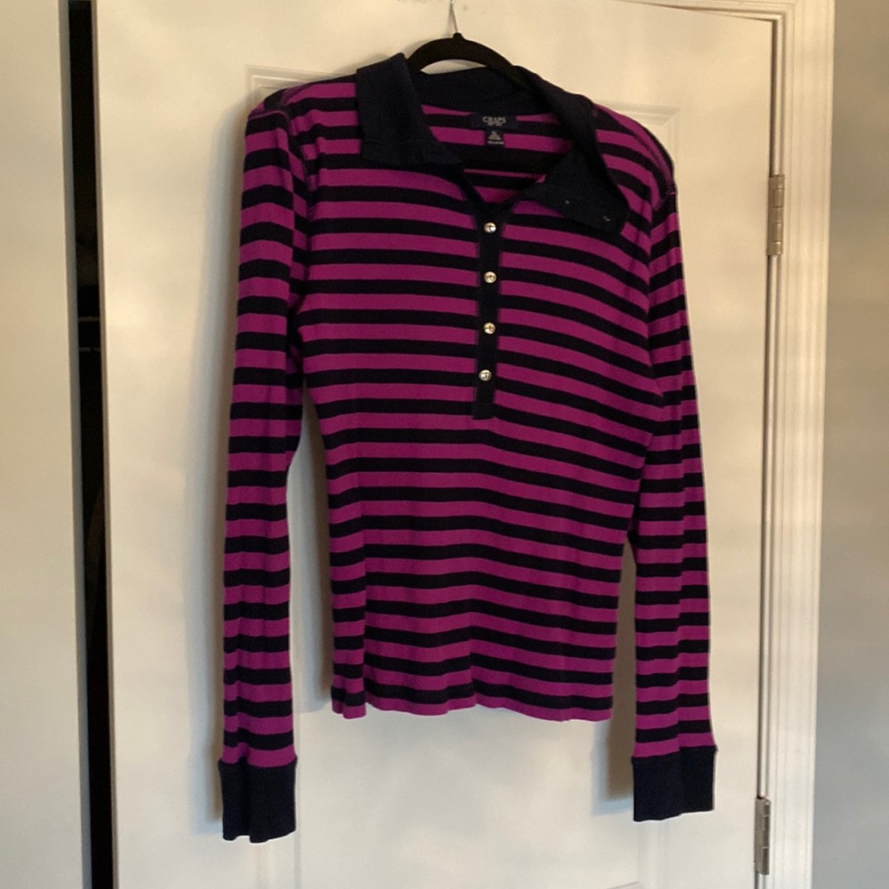 Chaps striped shirt navy purple size XL